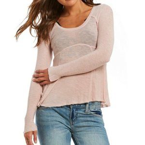 Free People Dove Scoop Neck Tee BLACK size M